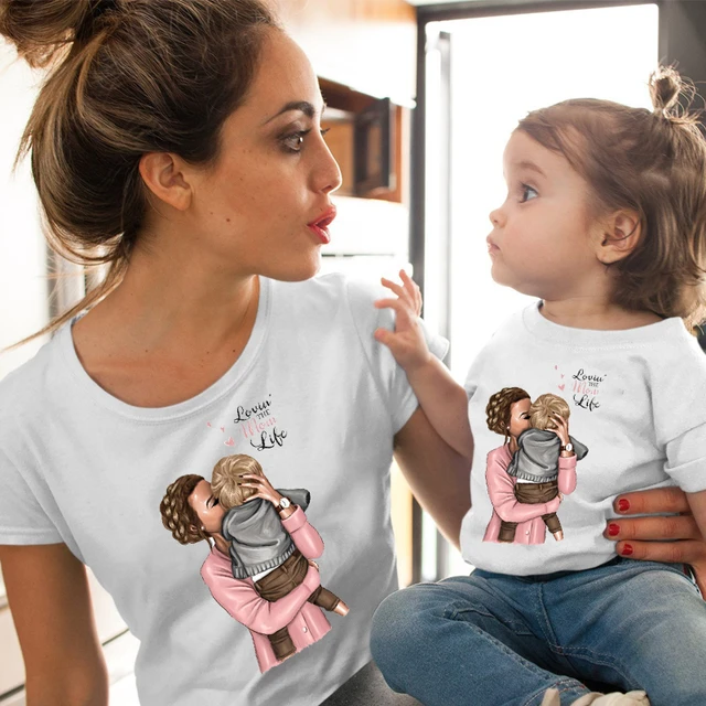 Fashion estampados para camisetas madre e hija