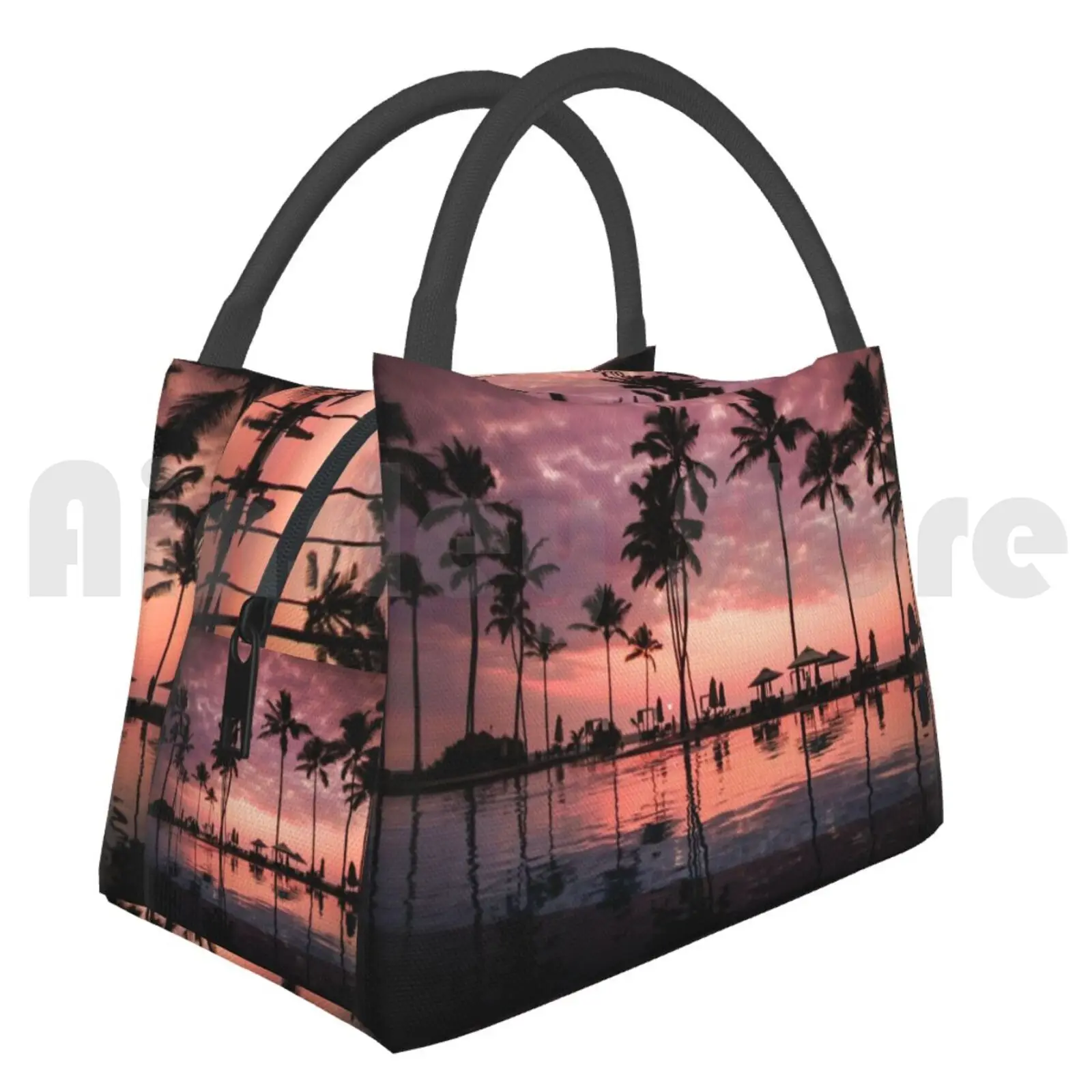 

Portable Insulation Bag Pool Aesthetic Sunset Tropical Vibes Print Pool Swim Swimming Water Ocean Beach Summer