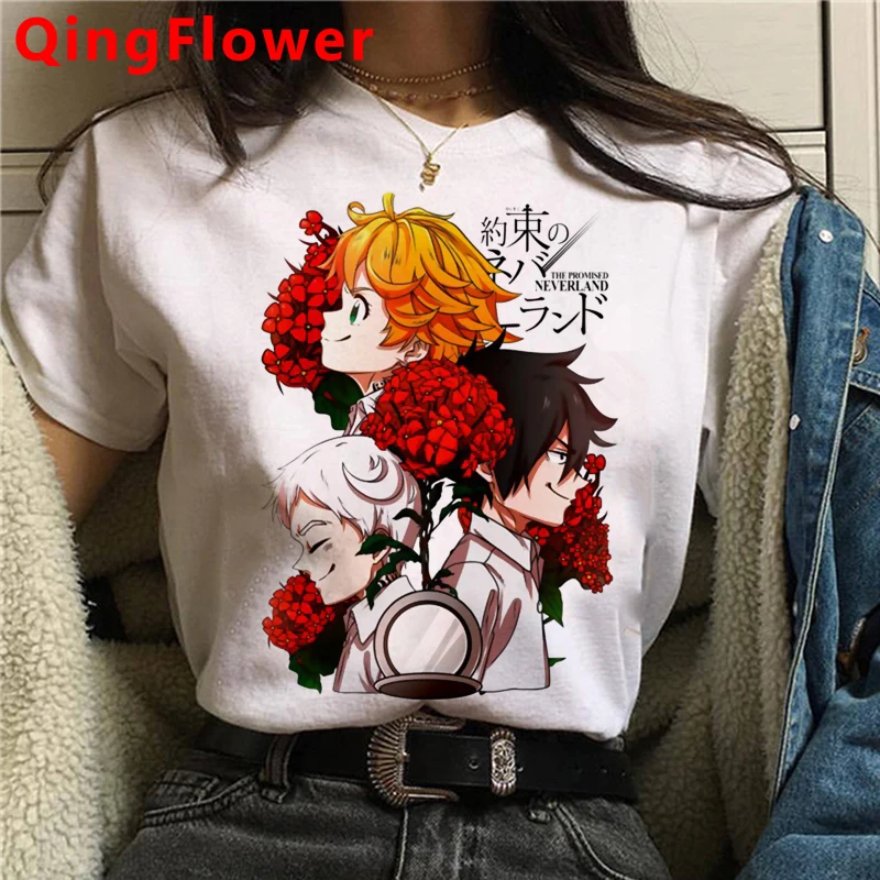 Janpanese Anime The Promised Neverland T Shirt Men Summer Tops New Cartoon Emma Norman Ray Graphic Tees Unisex T-shirt Male