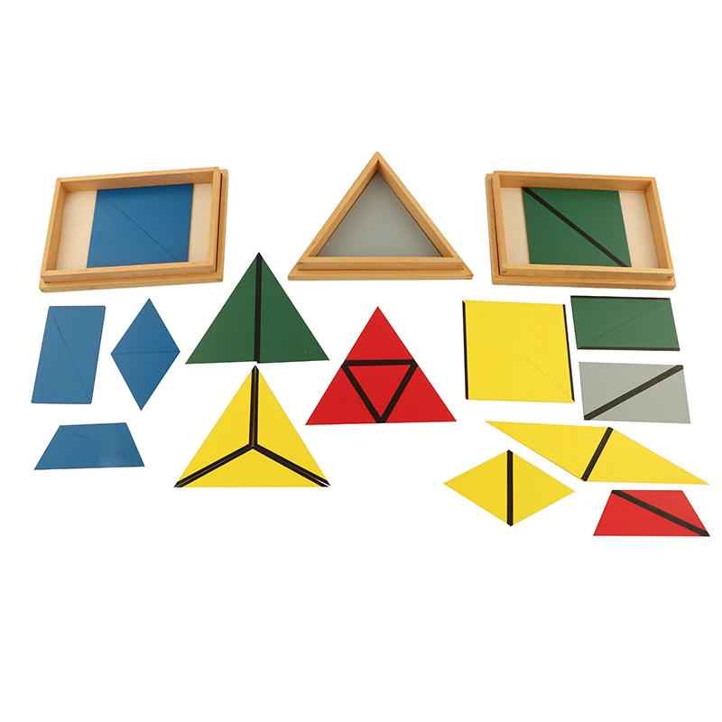 Jouet éducatif Montessori pour bébé, Triangle de construction avec boîtes, jeux de développement sensoriel en bois