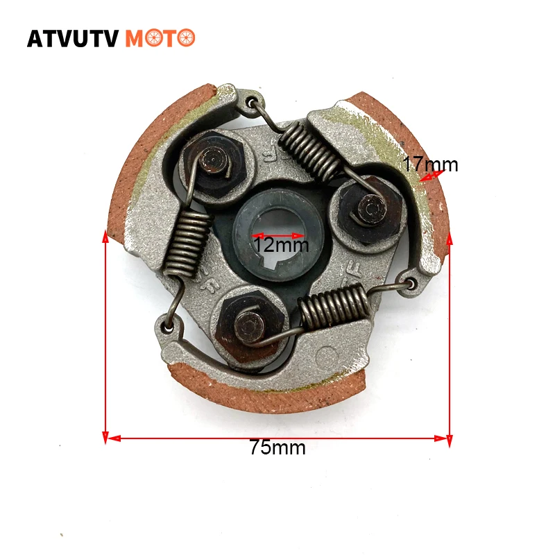 Embrague centrífugo para Moto rcycle, Mini Moto de 2 tiempos, 47cc, 49cc, Atv, Quad 3 Spring, placa de embrague de 75mm