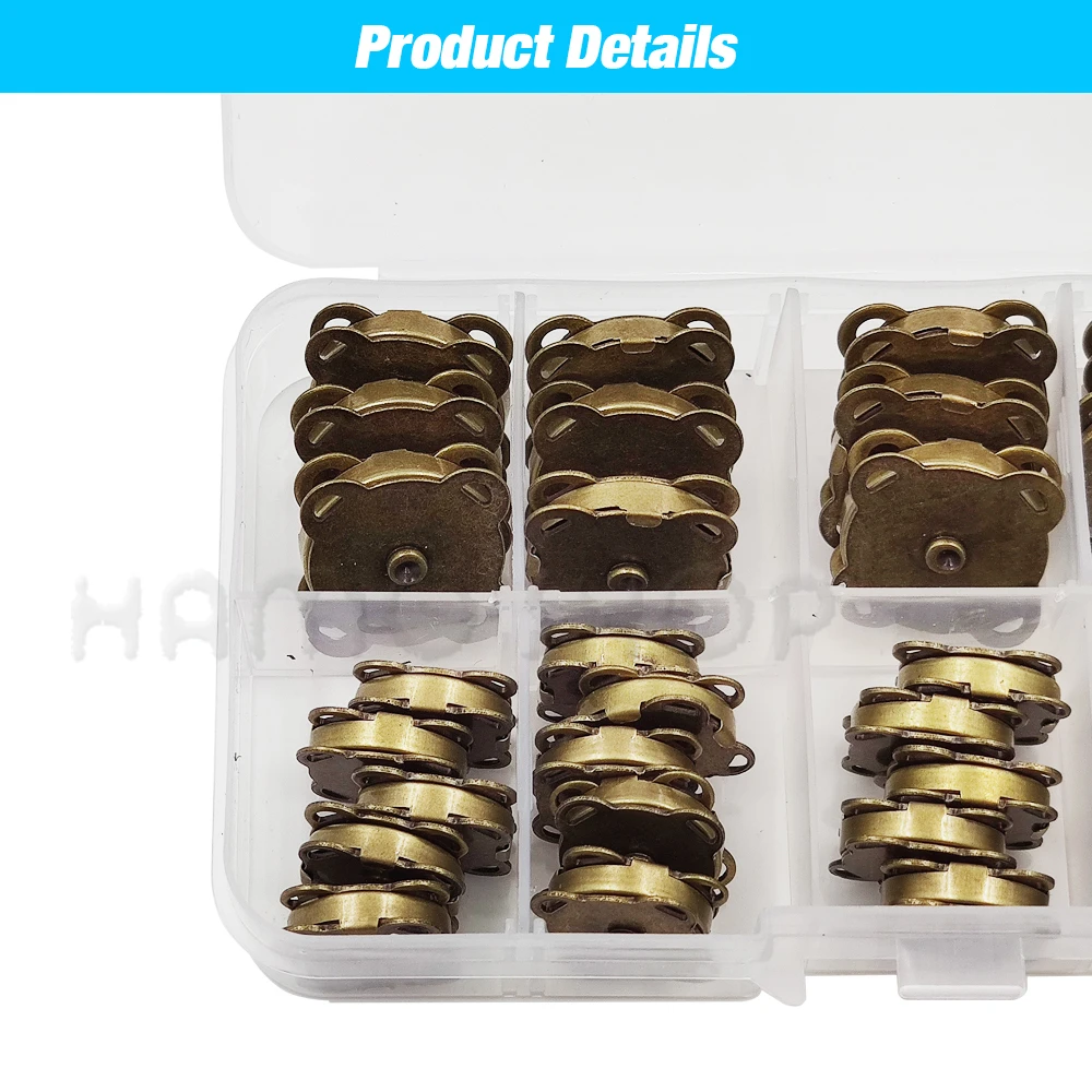 20 Sätze 10mm-18mm aufgenähte Metall magnet schnalle Druckknöpfe Knöpfe Kits DIY Nähen Kleidungs stück Zubehör Materialien Brieftasche Schnalle – Detail 2