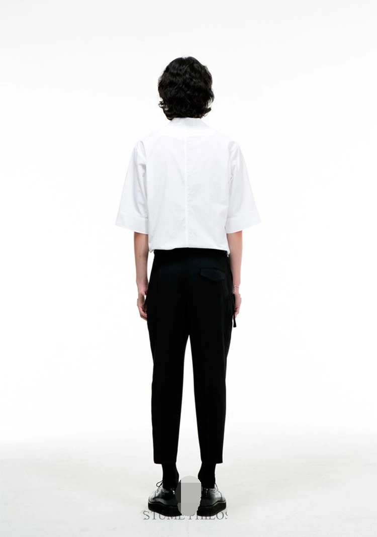 

Рубашка мужская с коротким рукавом, модная сорочка с V-образным вырезом, универсальная однотонная популярная в уличном стиле, лето