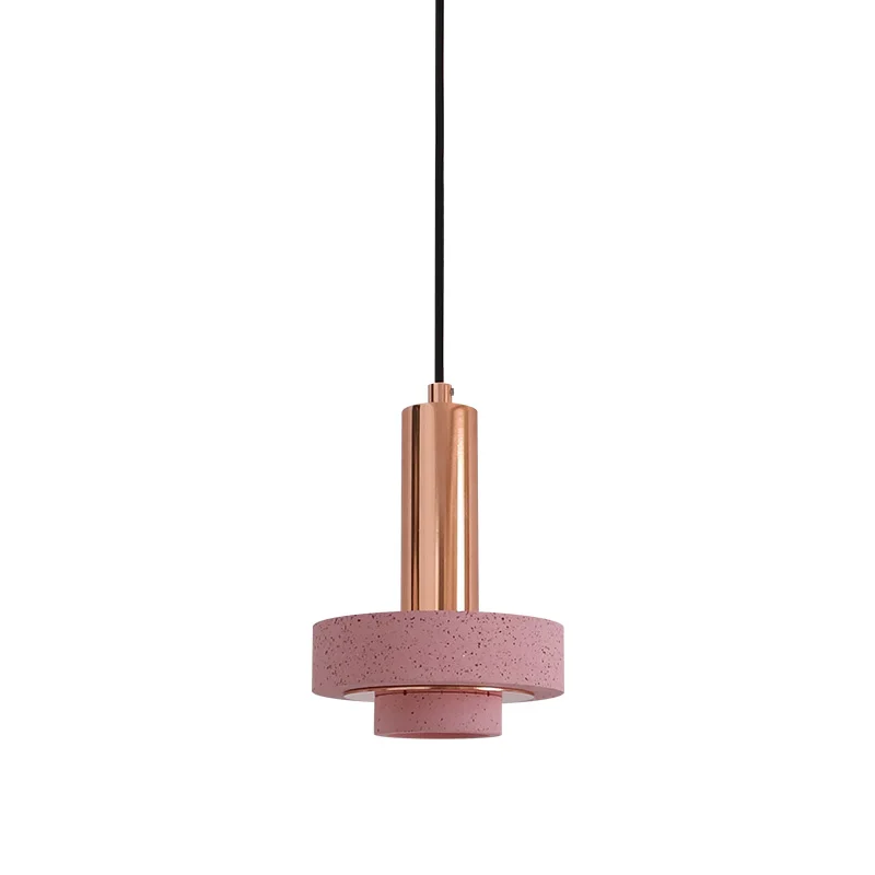 Mini lampe suspendue en métal rose/gris, petite lampe Simple, nordique, moderne, pour chevet, café, Bar, magasin de vêtements, Terrazzo, goutte d'eau, nouvelle collection