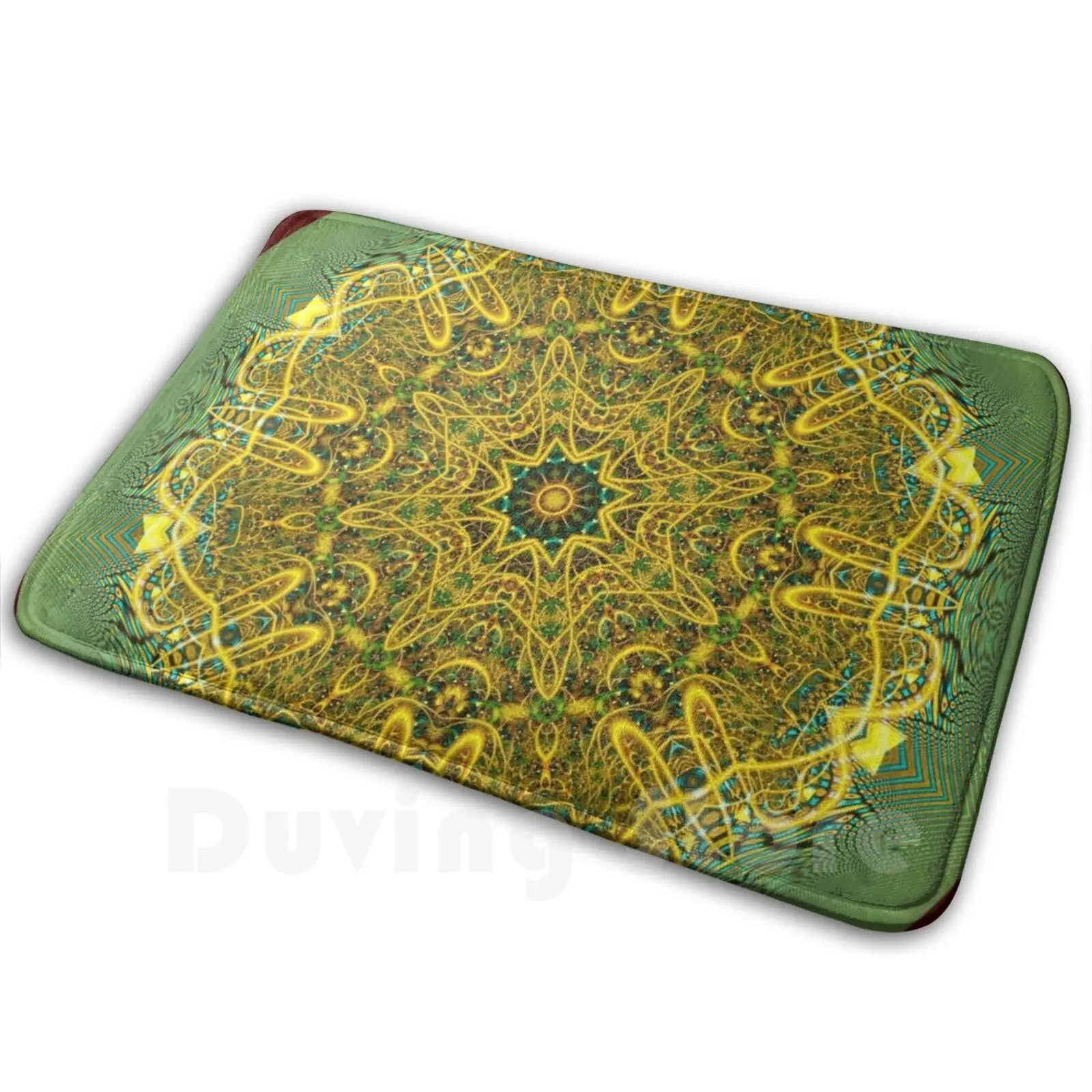 Golden Line Of Hope Carpet Mat Rug Cushion Soft Non-Slip Meditation Fractal Art Mandala Pattern Fractals Mandala And