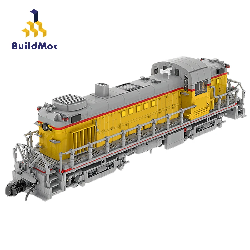 محطة قطار BuildMoc عالية التقنية للسكك الحديدية MOC Union Pacific Alco RS-2 (1:38) نموذج اللبنات الطوب ألعاب القطار للأطفال