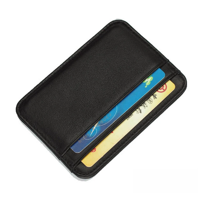 Super Slim Soft Small Wallet 100% Sheepskin Genuine Leather Women Mini Bank Credit Card Case Purse Thin ID Card Holder For Men