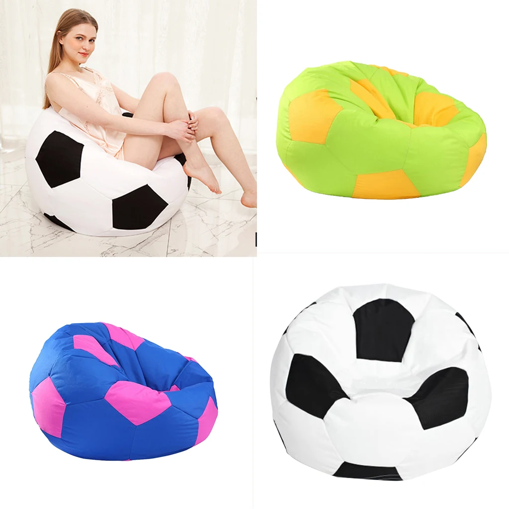 EXTRA LARGE Stuffed Animal Storage Bean Bag Chair Cover - for Toy Storage for Kids - Waterproof Football Printed