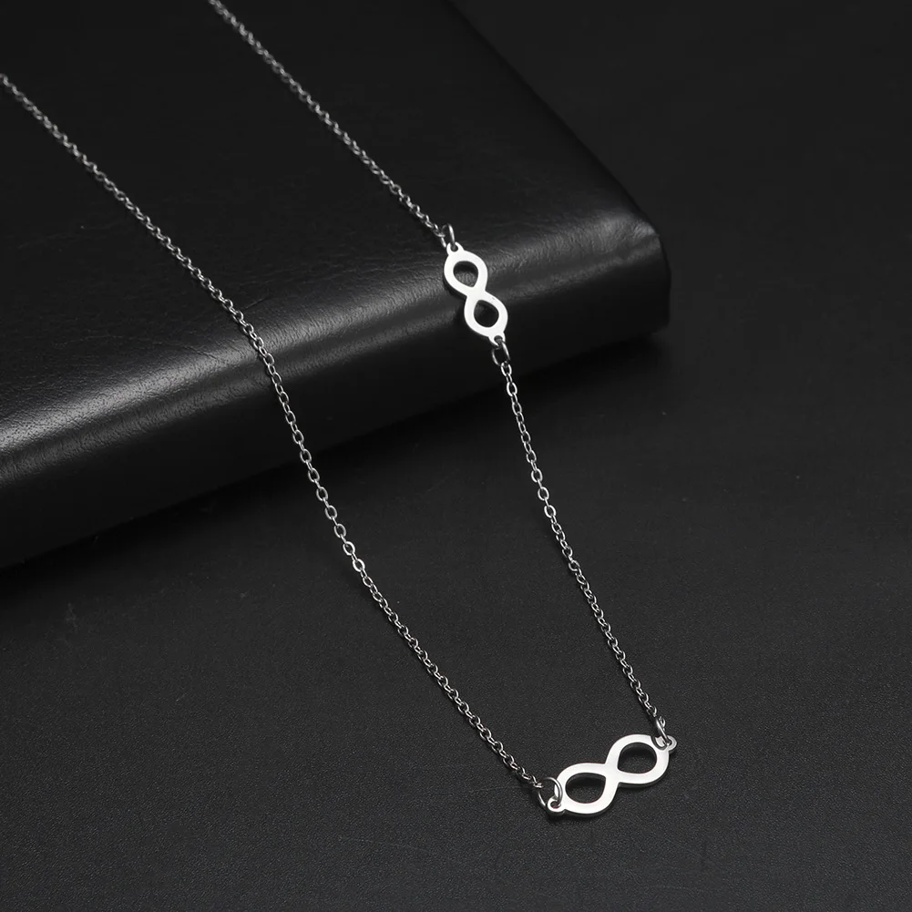 Skyrim Fashion Simple Infinite Shaped Choker Necklace for Women Stainless Steel Lucky Number Eight Necklaces 2024 Gift Wholesale