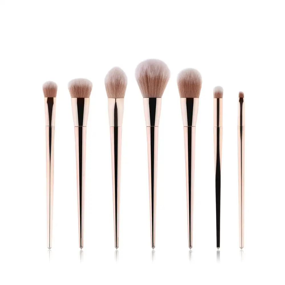 SAIANTTH 7pcs 12pcs gold metal makeup brushes set professional cosmetic tool goat hair long foundation blush eyeshadow eyebrow