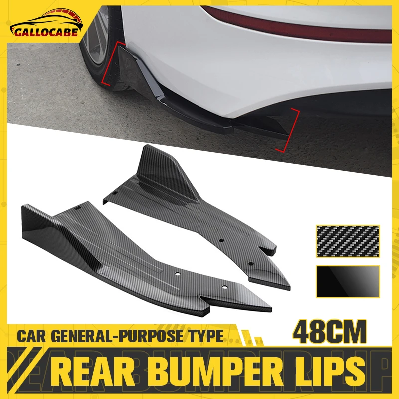 A Pair Car Rear Bumper Lip Universal Black Carbon Fiber Winglet Side Skirt Spoiler Wing Trim Splitter ForBWM For Tesla For Honda