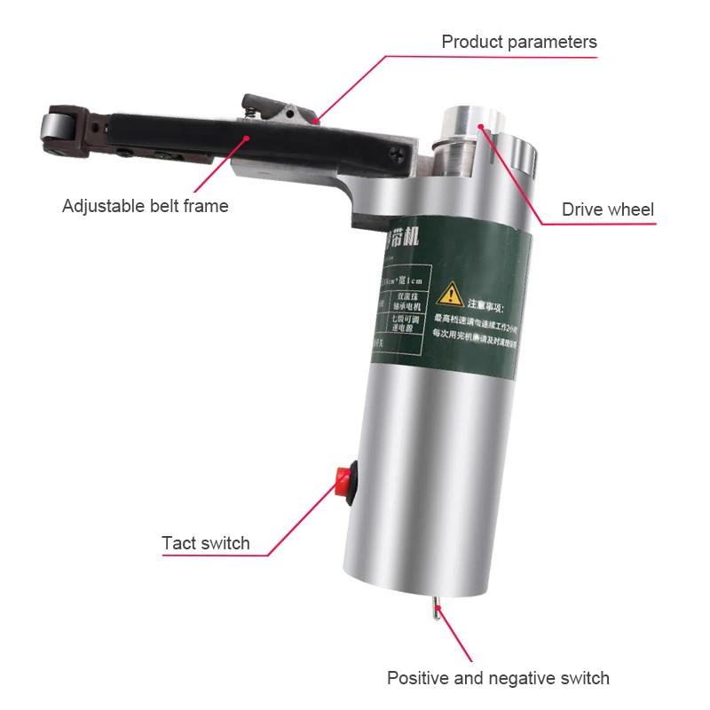 Mini lijadora de banda de 10000r/min, amoladora eléctrica de mano, lijadora de banda pequeña, lijadora de banda eléctrica con 9 correas