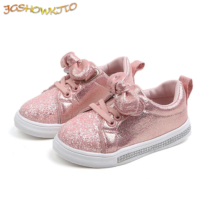 Scarpe per bambini scarpe per ragazze Sneakers bambini scarpe per bambina Sneakers Casual piatte per bambini strass con paillettes con fiocco dolce