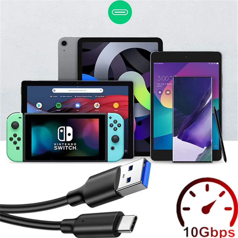 USB3.2 Gen2 10Gbps USB A to USB C Cable Data Transfer Short USB C SSD Cable QC 3.0 Fast Charging Spare For OculusQuest2 VR Cable