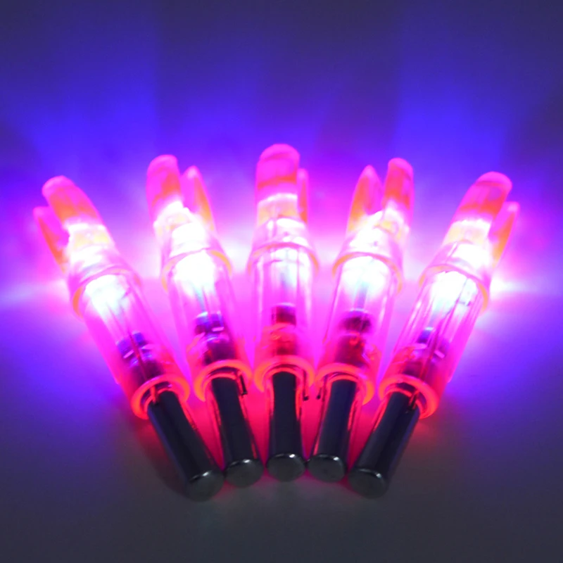 6 pçs caça tiro com arco flecha nock led incandescente seta nocks para composto & recurvo arco id6.2mm led iluminado nocks