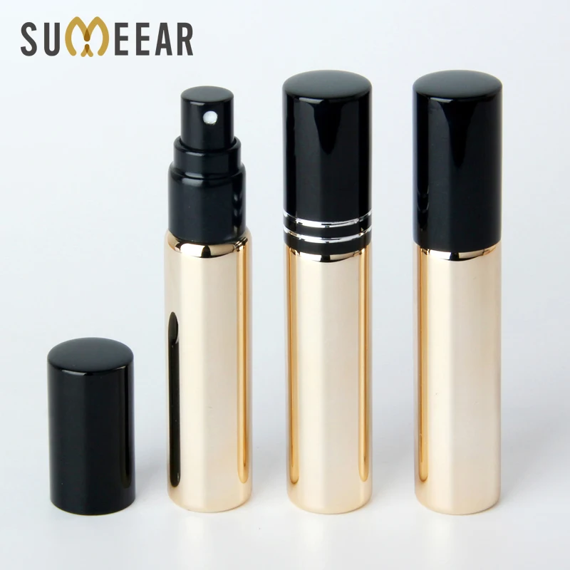 50 Pieces/Lot 10ml Aluminum Perfume Bottle Atomizer UV Glass Refillable Dispenser Spray Bottles Cosmetic Containers