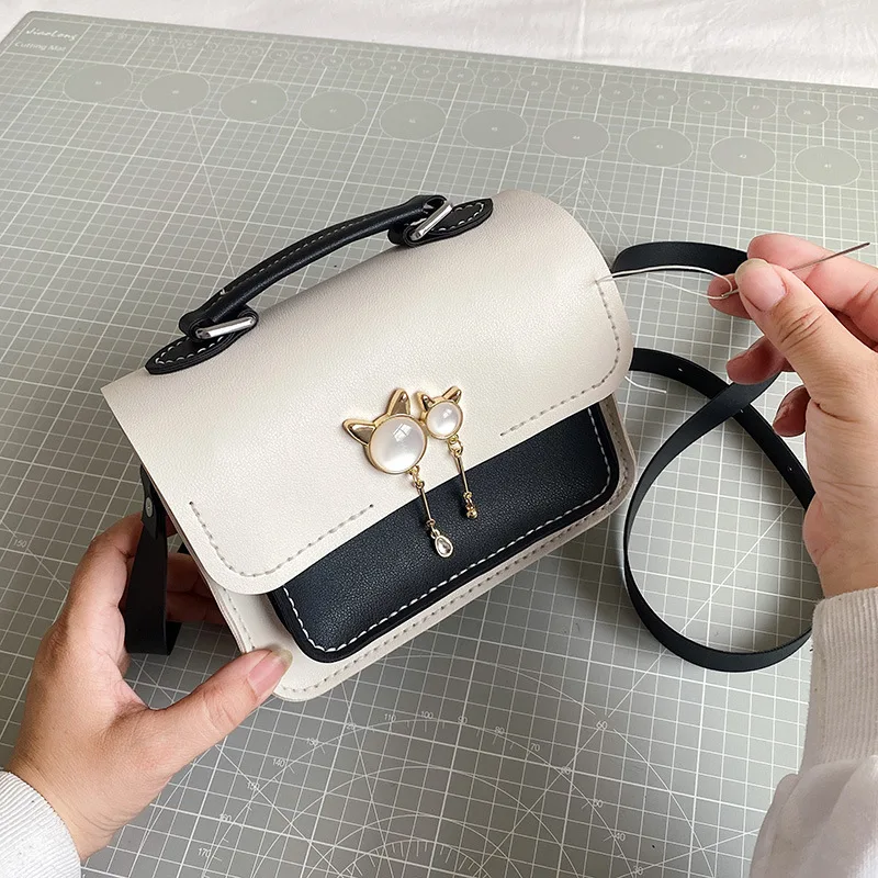 Customized Messenger Bag Set Hand Stitching Sew Handle Shoulder Strap DIY Handmade Pearl Cambridge Woven Bag Material 19x15x6cm