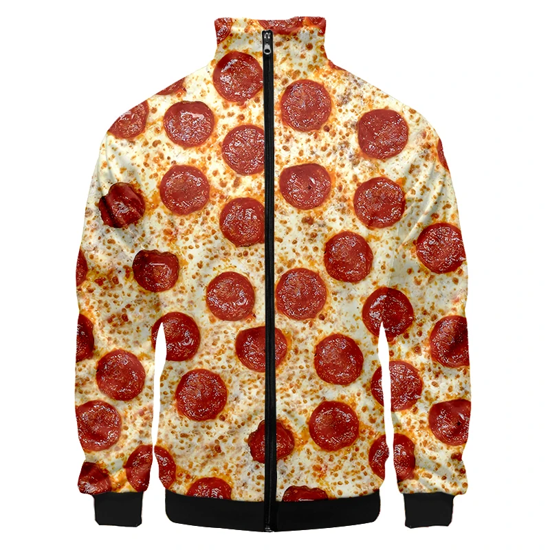 

Pizza Food 3D Print Zip Up Women/Men Sweatshirts 3D Printed Stand Collar Zipper Jacket Casual Funny Sportswear Streetwear