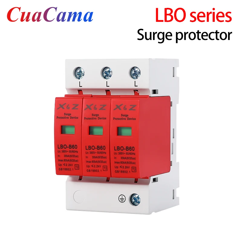 AC SPD Surge Protector Low Voltage  Distribution Household Arrester Lightning Protection Device 3P 10KA~20KA Switch Module 1PCS