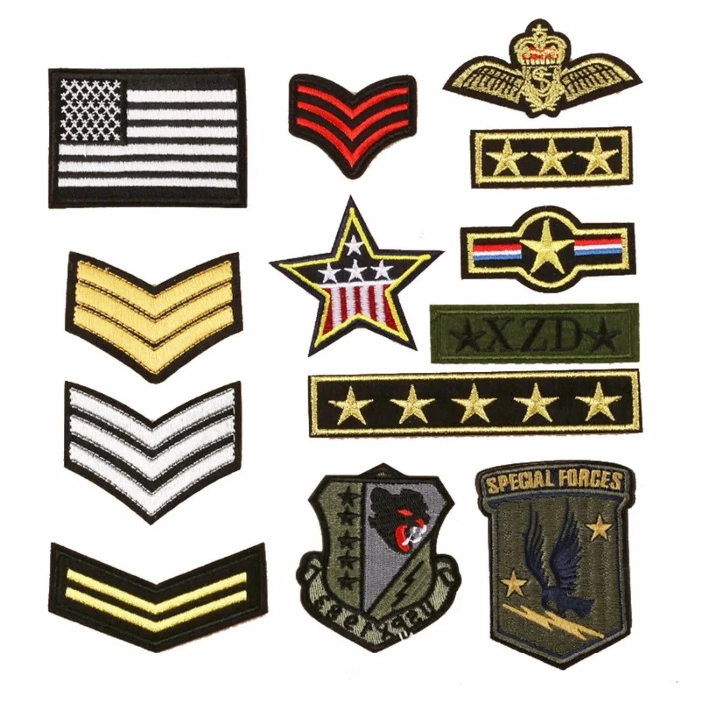 Embroidered Patch Sargent Chevron Military Army Soldier Rank Insignia Badge Applique Stripes Badge Patches for Jean Jacket