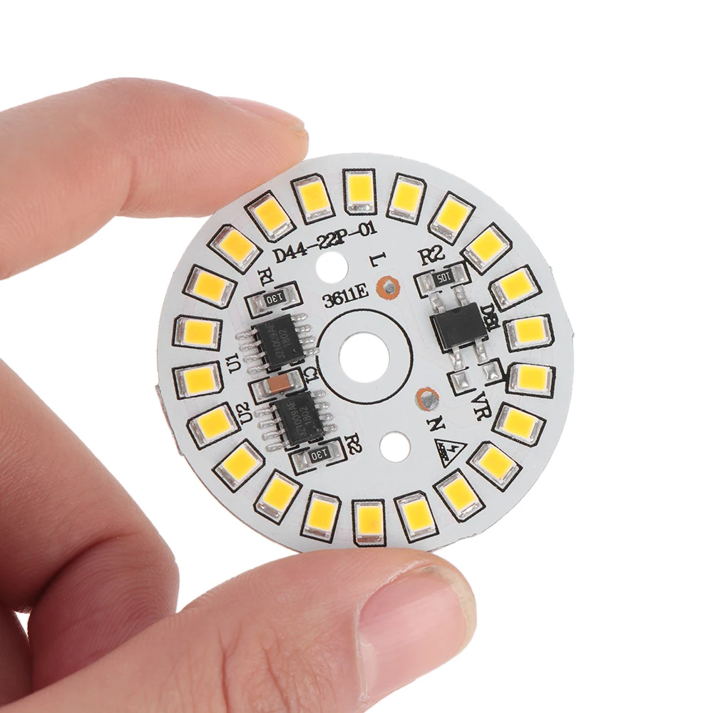 Bombilla LED SMD de 15W, 12W, 9W, 7W, 5W, 3W, Chip de luz, entrada de AC220V, IC inteligente, luz blanca, 5 unidades