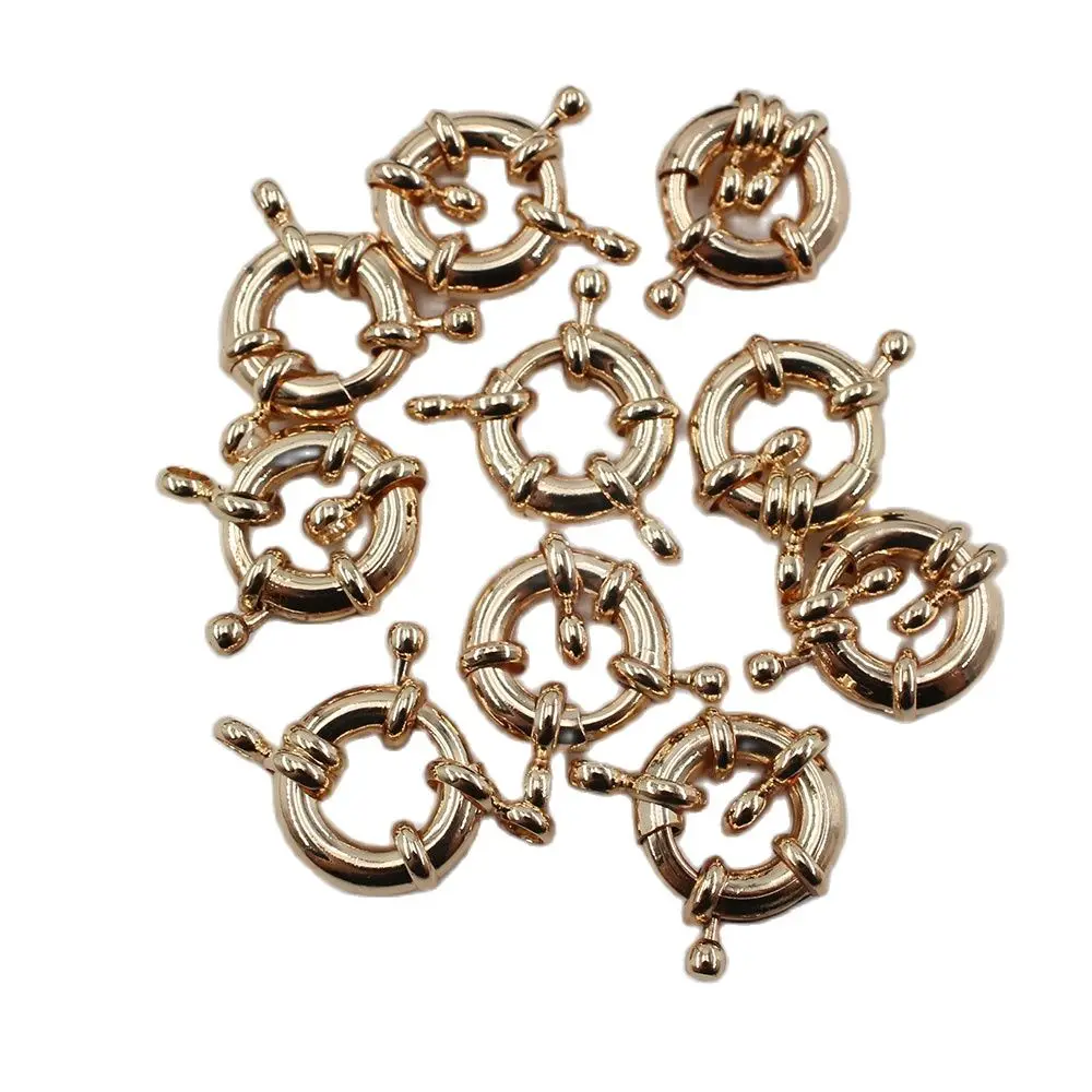 APDGG 10 Pcs 15MM Moon Circle Copper Yellow Gold Plated Clasps For Pearl Bracelets Necklaces Making DIY Craft Accessories