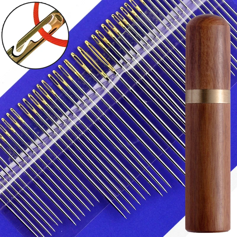 12Pcs/set Stainless Steel Needle for Sewing Household Threading Apparel Manual DIY Jewerly Beading Needles Big Hole Blind Needle