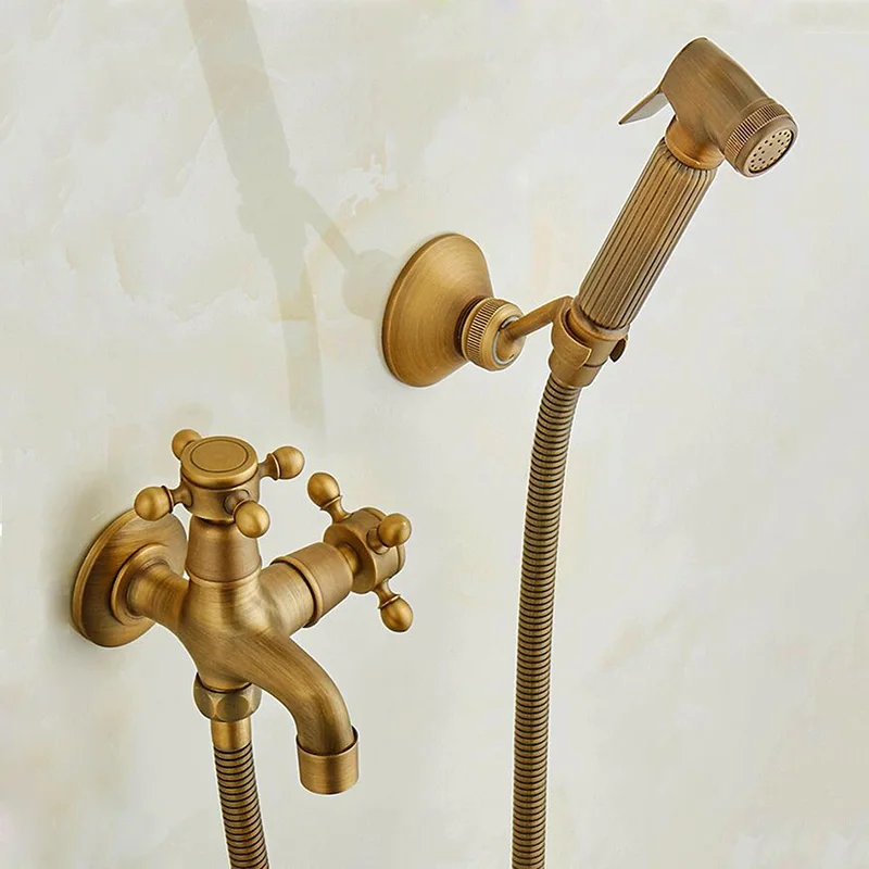 Wc Bidet Rubinetti In Ottone Antico Bagno Doccia Blow-fed Ugello della Pistola A Spruzzo Bidet Rubinetto di Acqua Fredda Singolo Rubinetti Vasca Da