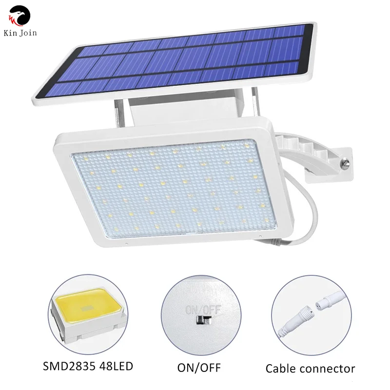 KinJoin 800lm Solar Lamp 48 leds Solar Light For Outdoor Garden Wall Yard LED Security Lighting With Adustable Lighting Angle