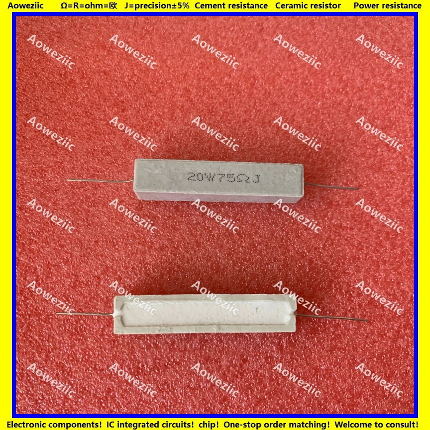 

10Pcs RX27 Horizontal cement resistor 20W 75 ohm 20W 75R 75RJ 20W75RJ 75ohm Ceramic Resistance precision 5% Power resistance