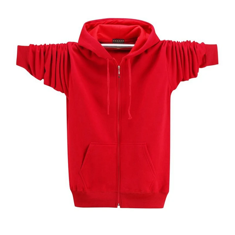 Autumn Winter Plus Size Big Men Hoodies Sweatshirts 8XL Fleece Warm 6XL 7XL Jackets Zipper Black Red Hooded Sweatshirts For Men