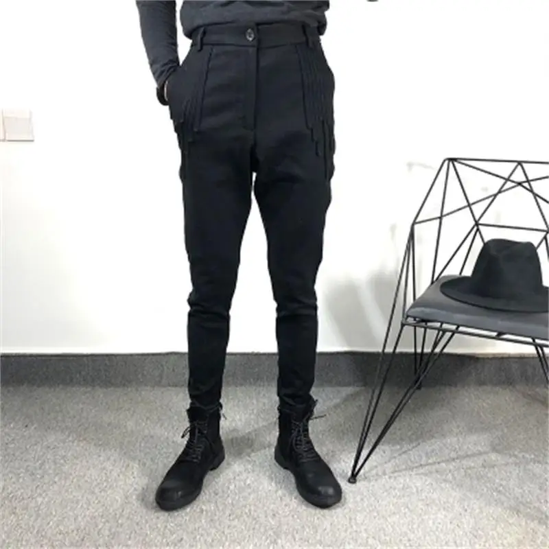

Autumn and winter original design thickening designer slim bound leg pants harajuku style micro-ha small leg trend