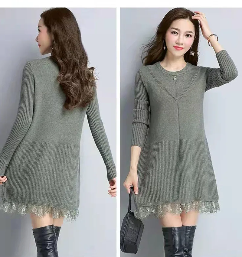 Fdfklak Women's Sweater Loose Thick 2024 Spring Autumn Outer Wear Knitted Bottoming Shirt Female Long Pullover Sweaters Dress