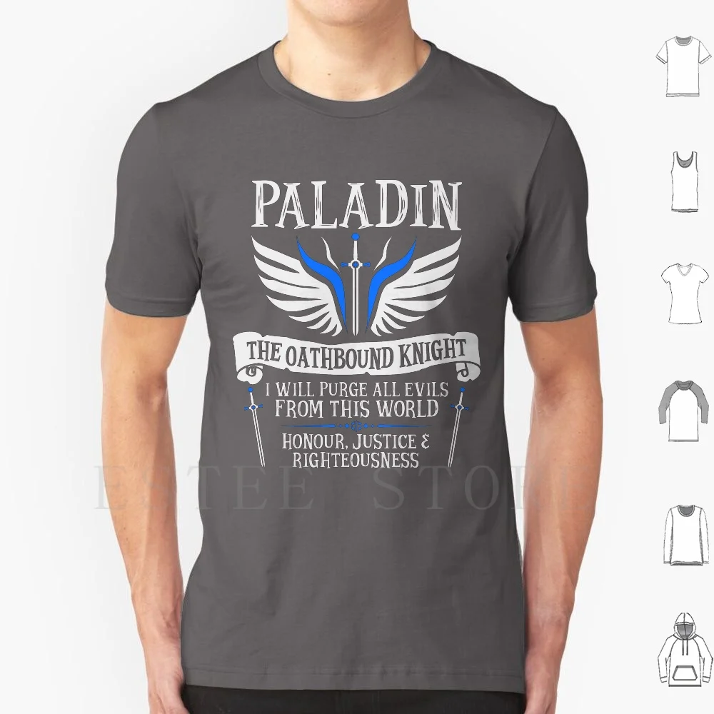 Paladin ، The Oathbound Knight-& (أبيض) تي شيرت قطني للرجال يمكنك صنعه بنفسك طباعة Geek Sundry Grog Vex Vax Tiberius Percy Scanlan Pike