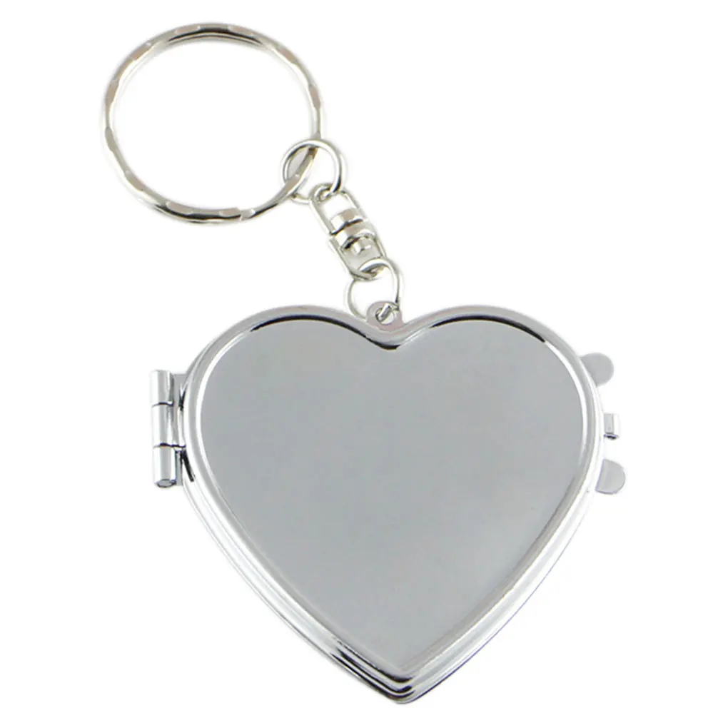 Round Heart Oval Sqaure Shape Double Sides Cosmetic Mirror Metal Folding Keychain Makeup Mini Mirror