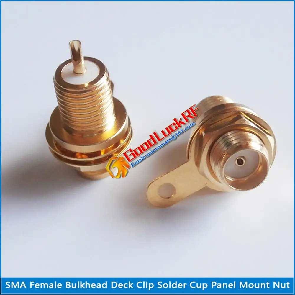 10X Pcs New Brass Plated SMA Female With O-ring Bulkhead Panel Deck Nut Jack handle Solder RF Coaxial Connector Socket