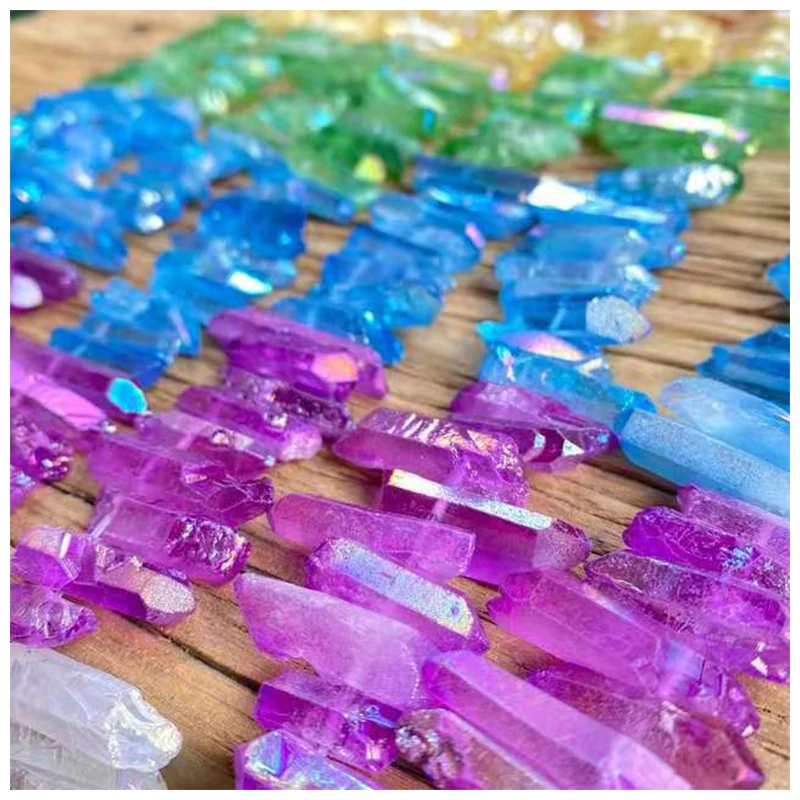 Approx 63PCS/Strand,Gradient Color Natural Quartz Crystal Graduated Stick Point Loose Spacer Beads Jewelry For Pendant Making