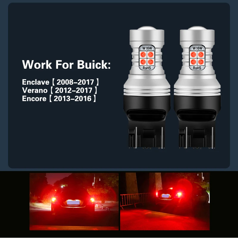 2x LED Brake Light Blub Lamp W21/5W 7443 T20 Canbus No Error For Buick Enclave 2008-2017 Verano 2012-2017 Encore 2013-2016