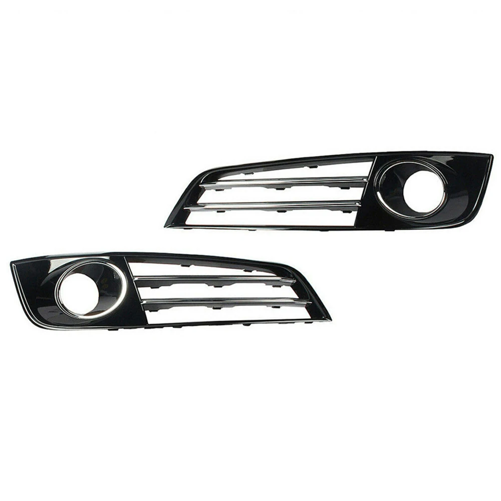 Pair Front Bumper Fog Light Grille Chrome Cover L + R 4H0807680E , 4H0807679E For Audi A8 2010-2013 D4