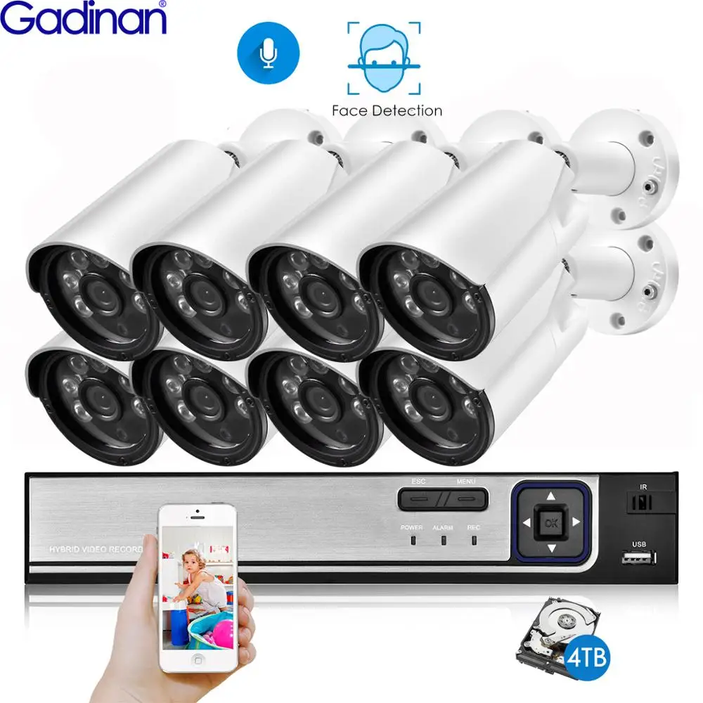 H.265AI 8CH 5MP POE NVR Kit SONY IMX335 Face Detect Audio 2.8mm IP AI Camera Outdoor CCTV Surveillance  Security Camera System