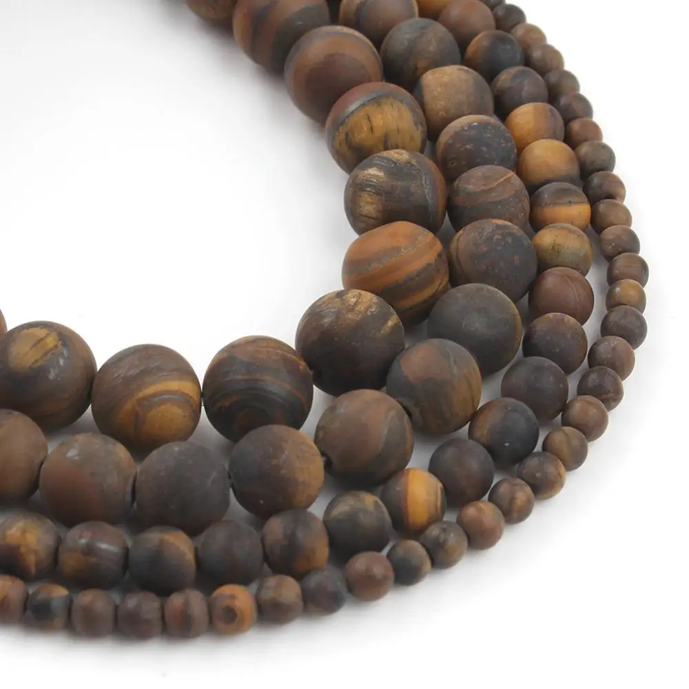 4 6 8 10 mm Natural Matte Yellow Tiger Eye Dull Polish Round Loose Stone Beads For Jewelry Making Diy Bracelet Necklace 15 inch