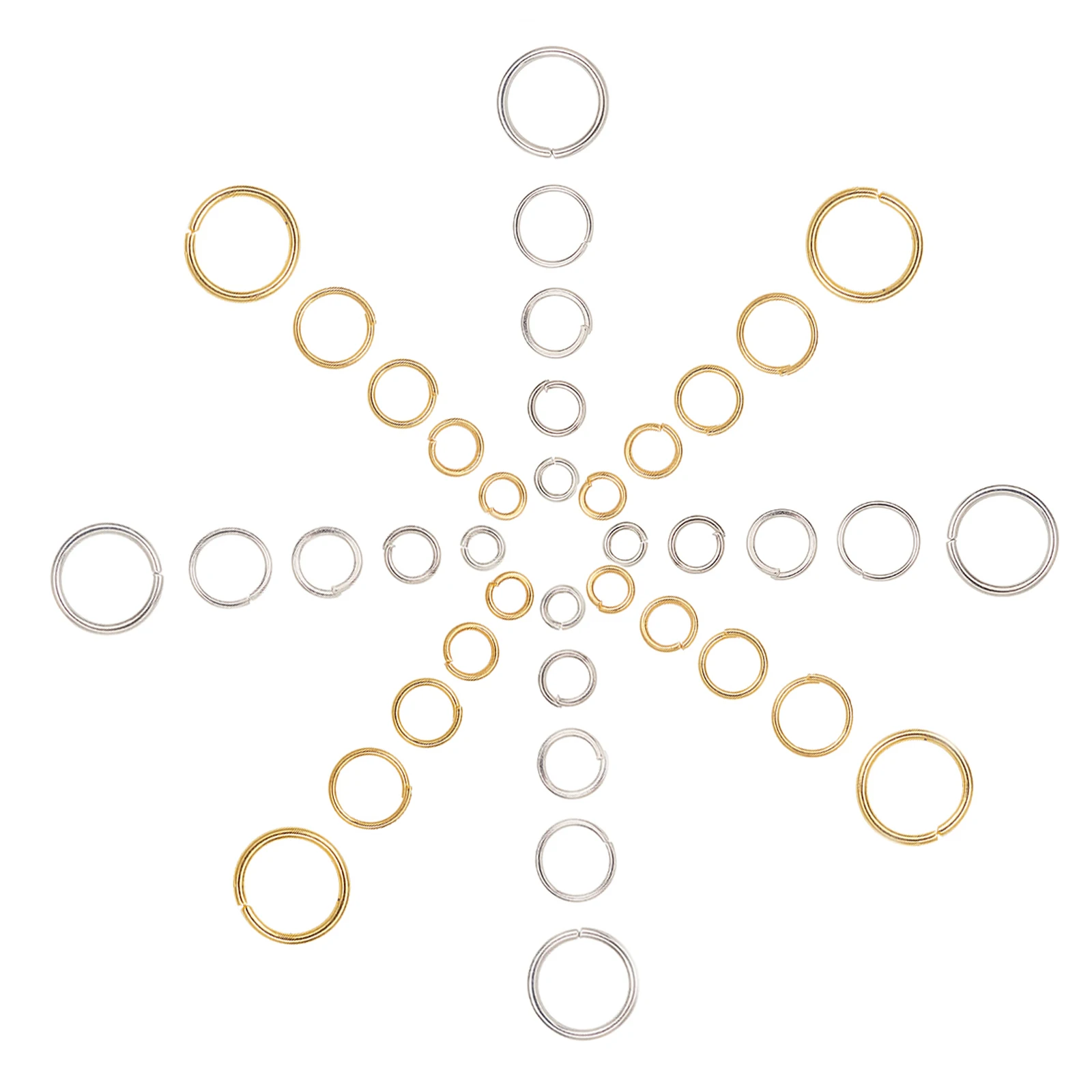 1880Pcs/box Iron Open Jump Rings Mixed Size Split Rings Keychain Ring for Earring Necklace Jewelry DIY Craft Making Findings