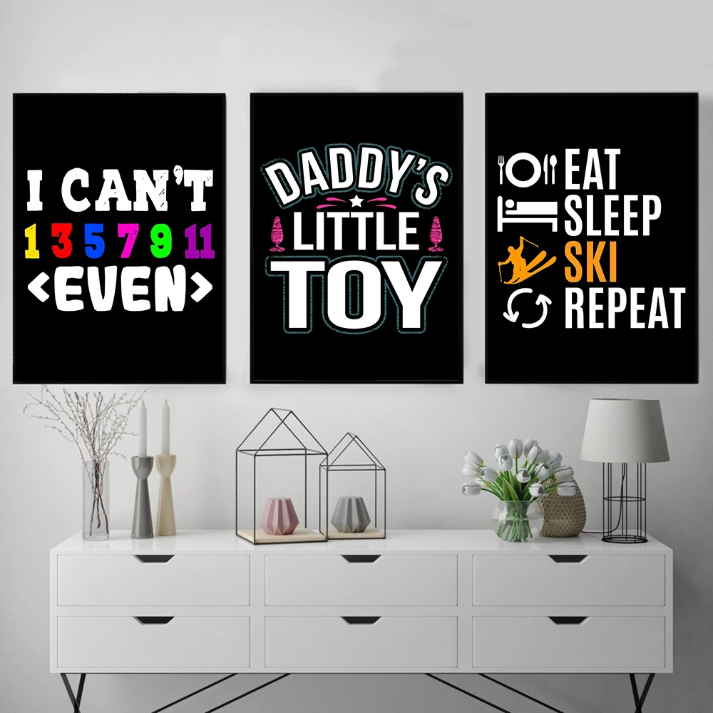 Funny Quotes Poster Keep Calm Enjoy Skiing Inspirational Colorful Prints Fashion Art Wall Canvas Painting Home Decor Pictures