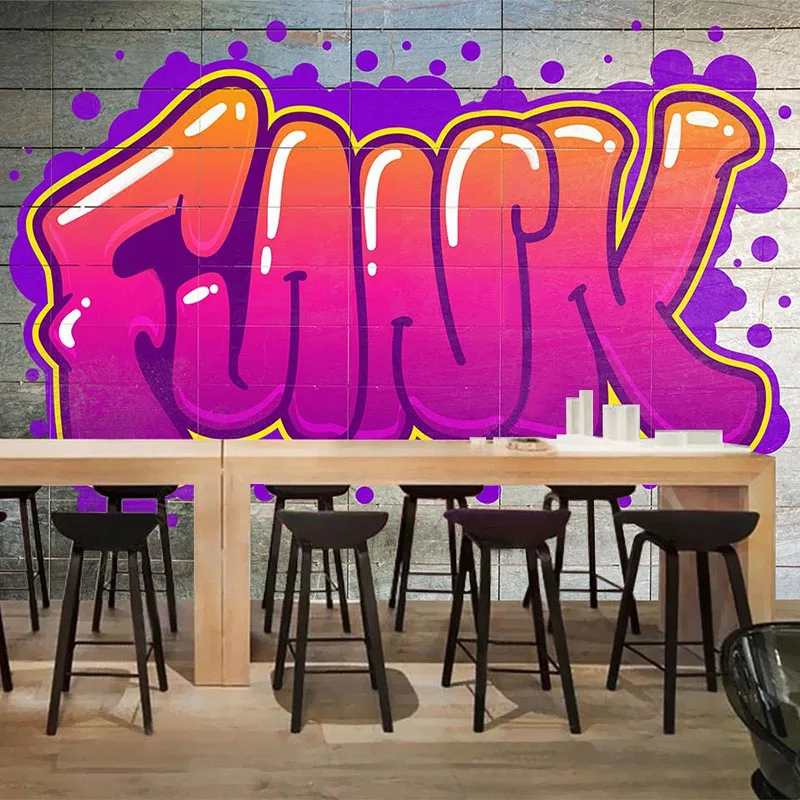 Custom 3D Mural Wallpaper Retro Graffiti English Alphabet Tooling Background Wall Decor Restaurant Cafe KTV Bar Wall Painting 3D