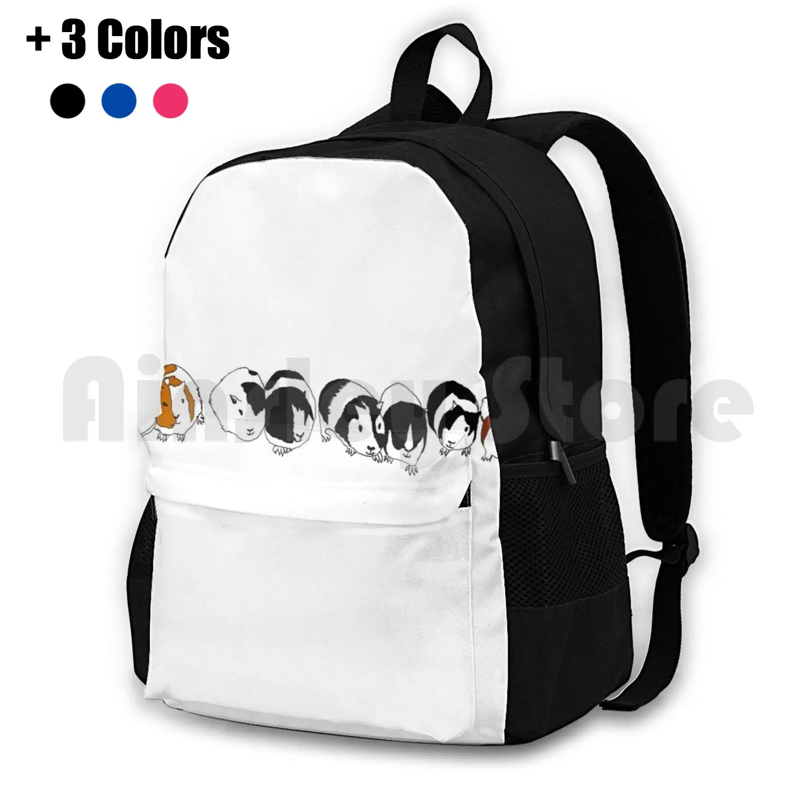 

Guinea Pig Parade Outdoor Hiking Backpack Waterproof Camping Travel Guinea Pig Science Cute Animals Minimalist Line