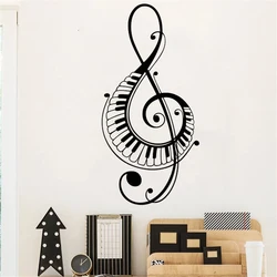 Autocollant mural en vinyle imperméable pour la décoration de la maison, signe de musique, symbole de la musique, clé de piano