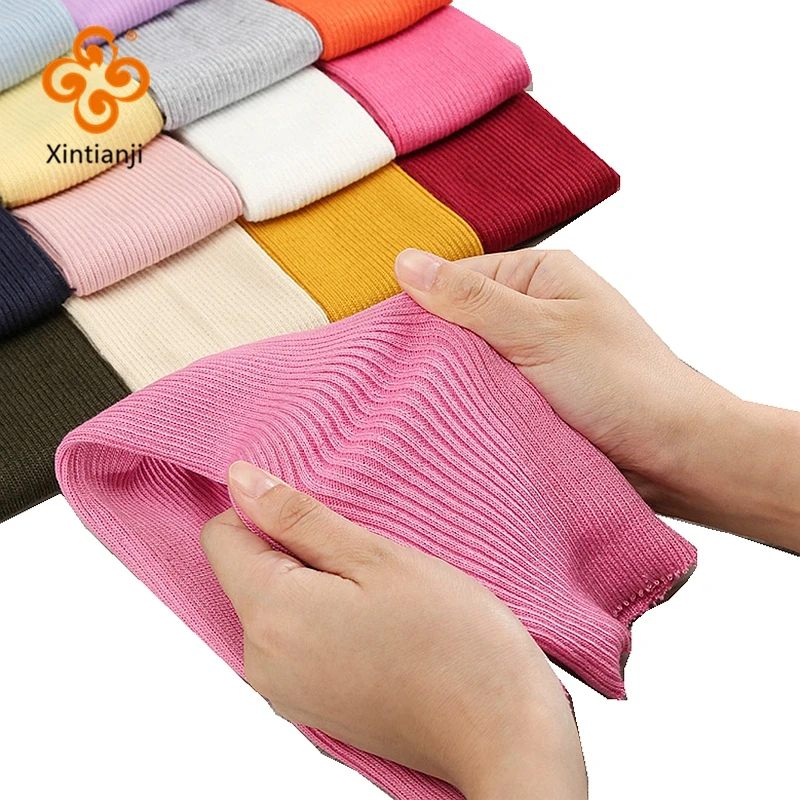 Xintianji Knitted Cotton Spandex Ribbed Cuff Fabric Neckline Trousers Garment Accessories Multi-Colours 7*40cm  TJ1450