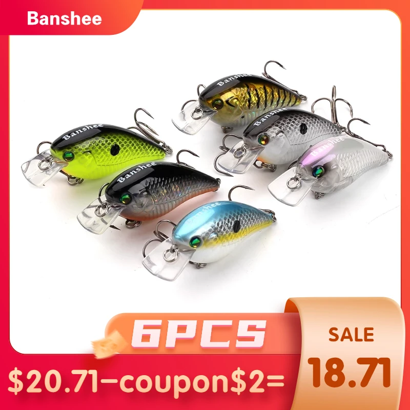 Banshee 6pcs/lot 60mm 12g Blitz Crank VC03 Medium Diving  Floating Fishing Lure Rattle Sound Wobbler Square Bill Crankbaits