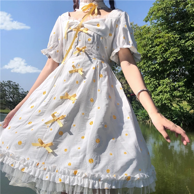 Studente di stile di gusto squisito della principessa del partito di tè dolce lolita dress vintage bowknot del merletto di estate abito vittoriano kawaii ragazza di cosplay loli