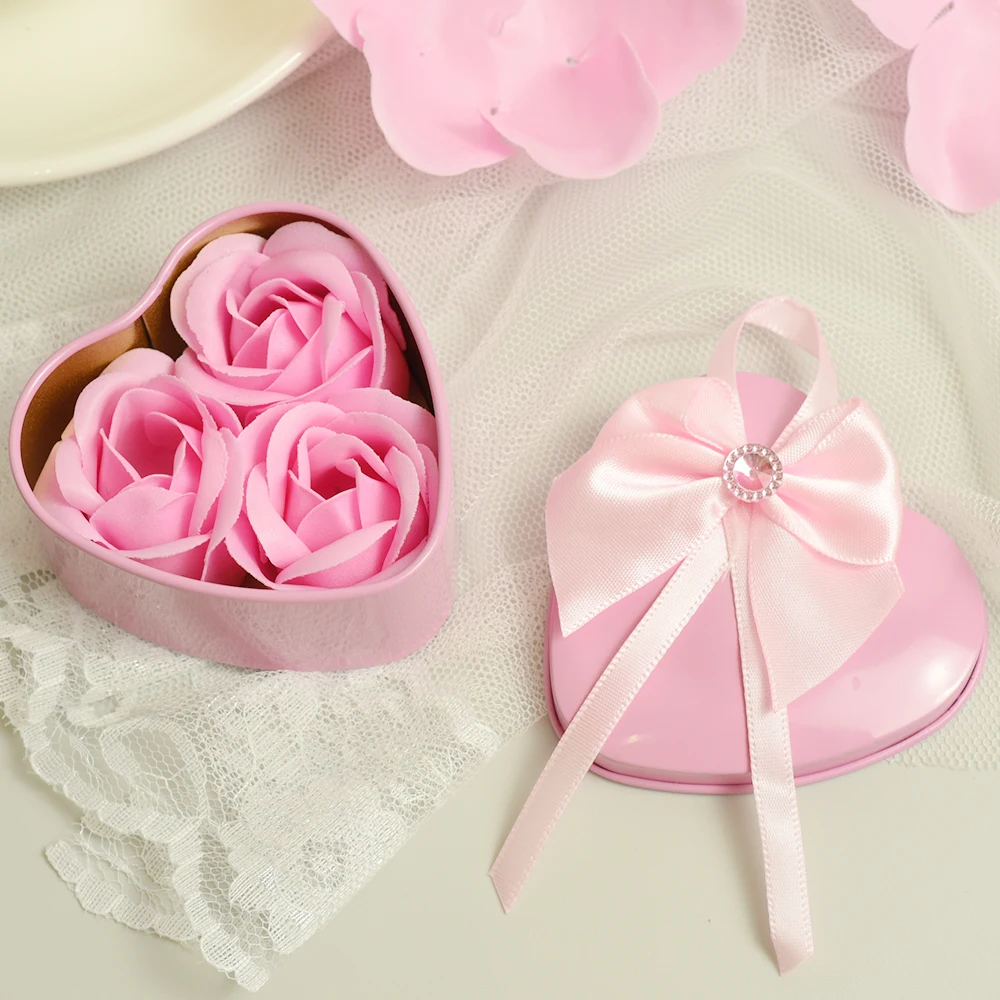 

3Pcs Wedding Decoration Gift Festival Box Valentine'S Day Gift Box Flower Soap Heart Scented Bath Body Petal Rose Flower Soap